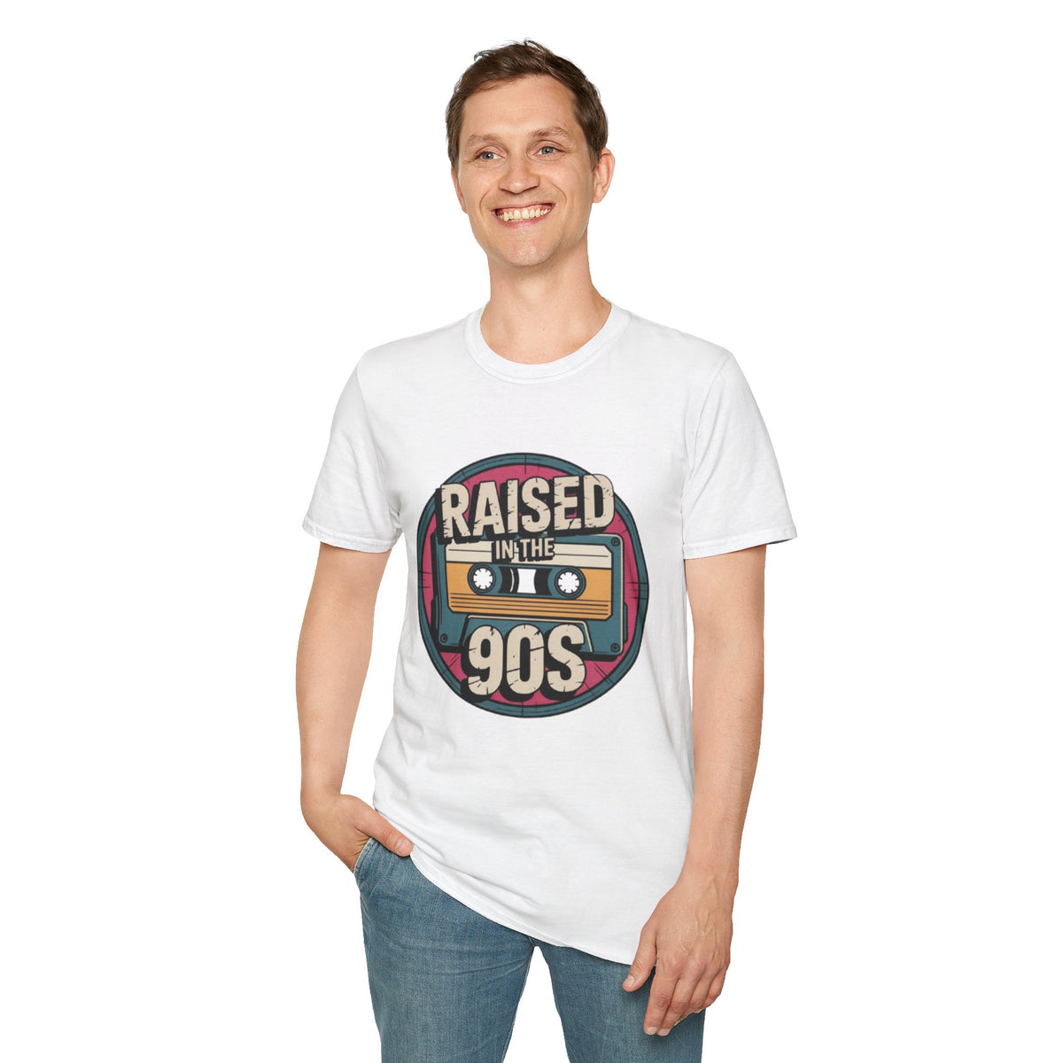 Raised in the 90s T-Shirt — Retro Cassette Nostalgia Tee