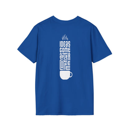 Coffee T-Shirt — "Ideas Come After Coffee" Minimal Pocket Graphic