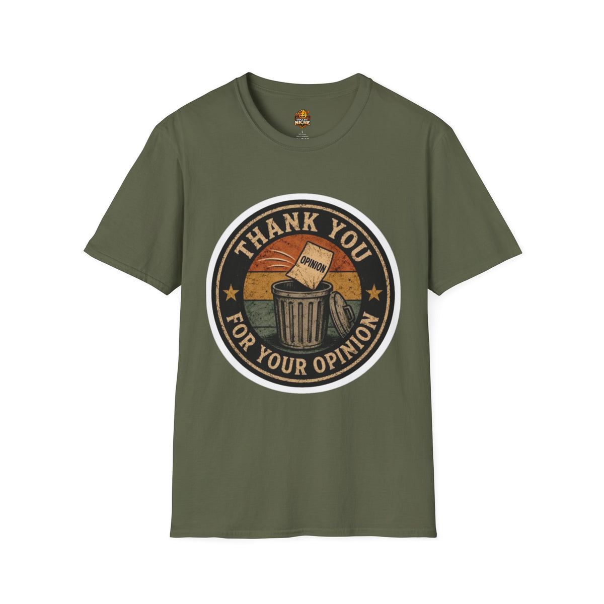 Thank You For Your Opinion T-Shirt — Funny Vintage Trash Can Graphic Tee