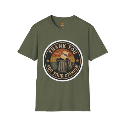 Thank You For Your Opinion T-Shirt — Funny Vintage Trash Can Graphic Tee