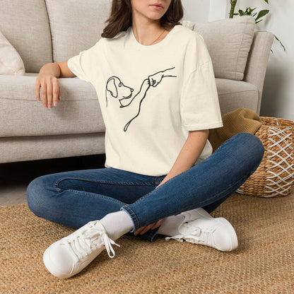 Dog Paw Fist Bump T-Shirt — Minimal Line Art Pet Lover Tee