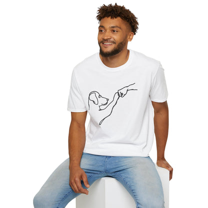 Dog Paw Fist Bump T-Shirt — Minimal Line Art Pet Lover Tee