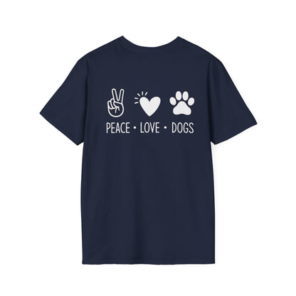Dog Lover T-Shirt — "Peace • Love • Dogs" Minimal Line Art Tee