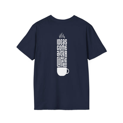 Coffee T-Shirt — "Ideas Come After Coffee" Minimal Pocket Graphic