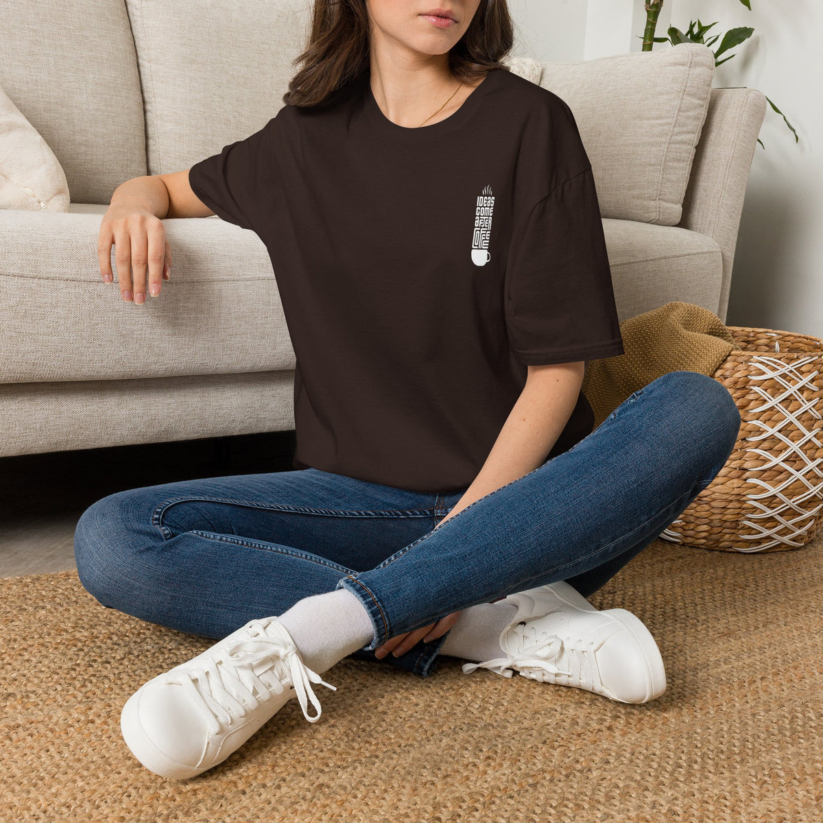 Coffee T-Shirt — "Ideas Come After Coffee" Minimal Pocket Graphic