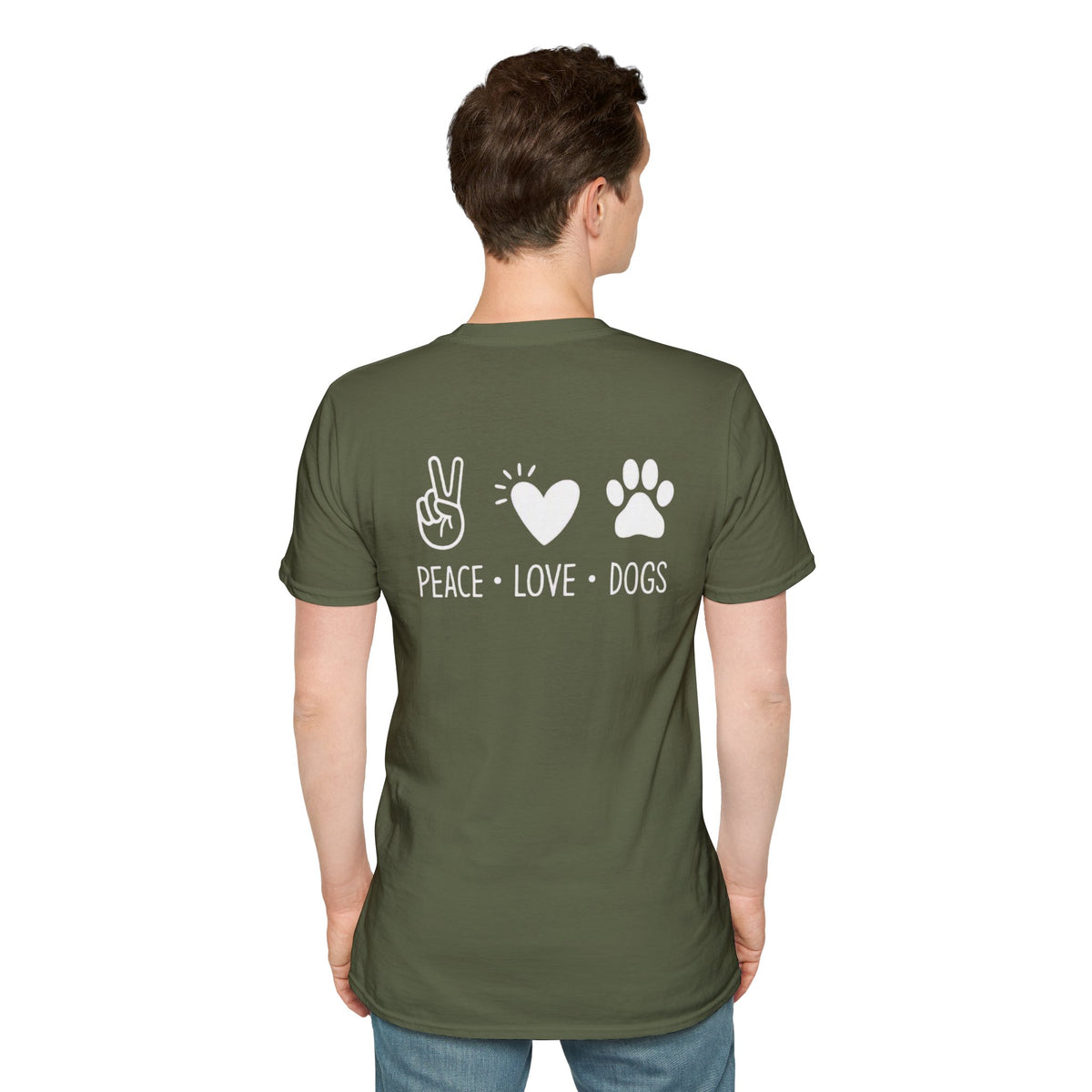 Dog Lover T-Shirt — "Peace • Love • Dogs" Minimal Line Art Tee