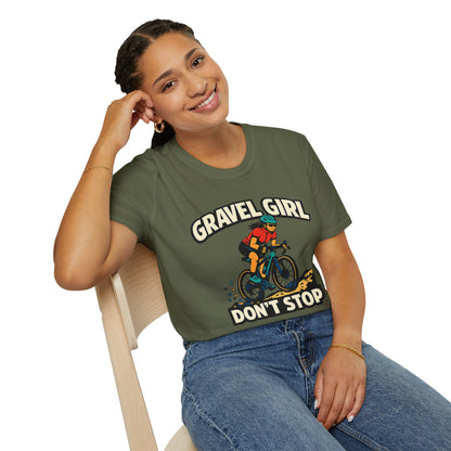 Gravel Girl Cycling Tee — "Gravel Girl Don't Stop" Bike Shirt for Women