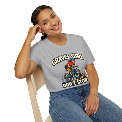 Gravel Girl Cycling Tee — "Gravel Girl Don't Stop" Bike Shirt for Women