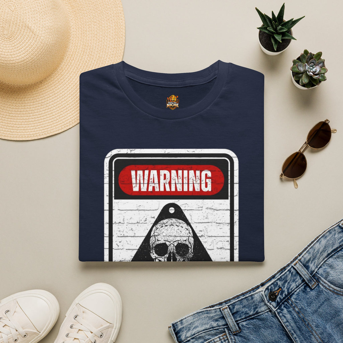 Warning Mentally Unstable T-Shirt — Distressed Skull Graphic Tee