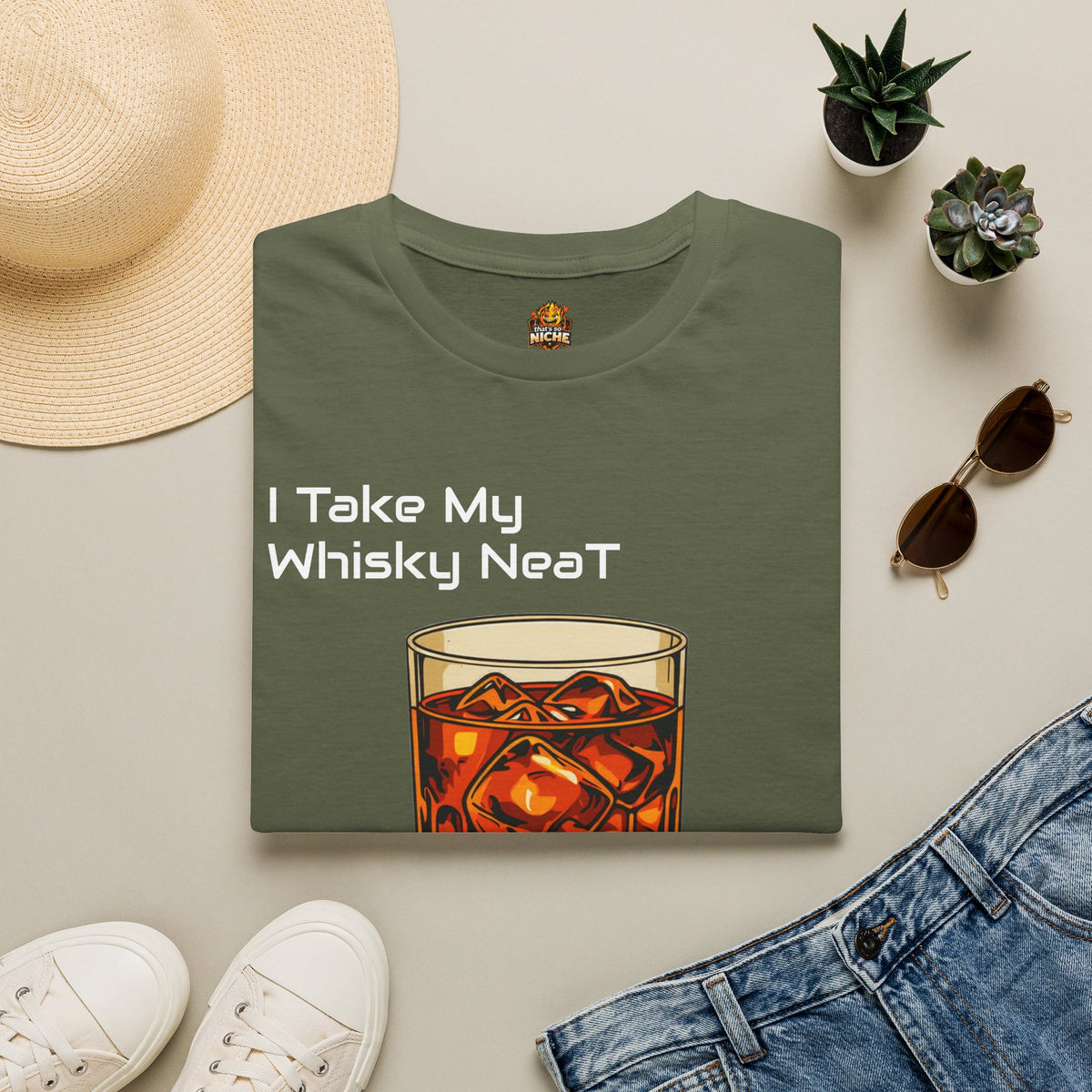 Whisky Neat T-Shirt — I Take My Whisky Neat Graphic Tee