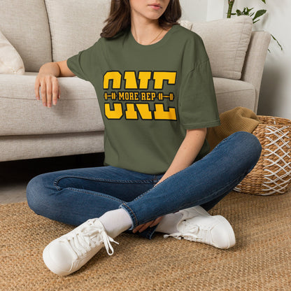 Gym Shirt — "one More Rep" Bold Barbell Fitness Tee front design