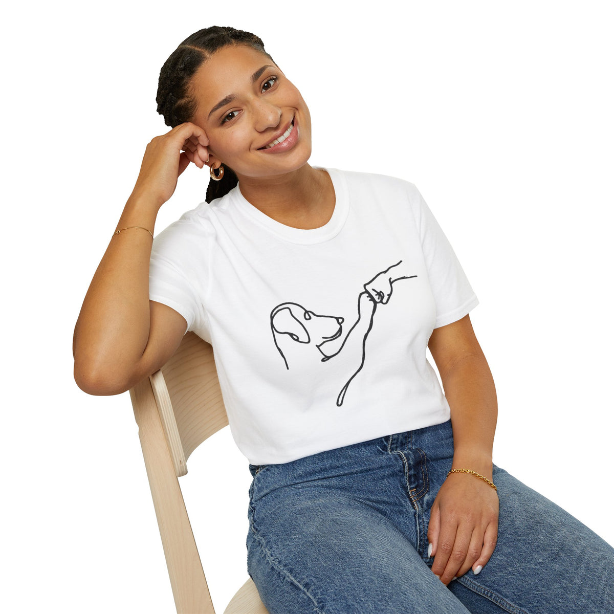 Dog Paw Fist Bump T-Shirt — Minimal Line Art Pet Lover Tee