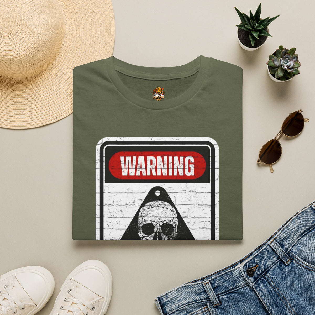 Warning Mentally Unstable T-Shirt — Distressed Skull Graphic Tee