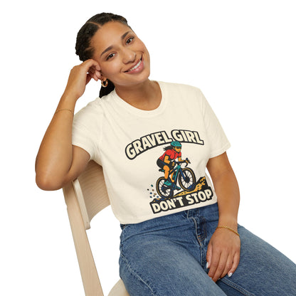 Gravel Girl Cycling Tee — "Gravel Girl Don't Stop" Bike Shirt for Women