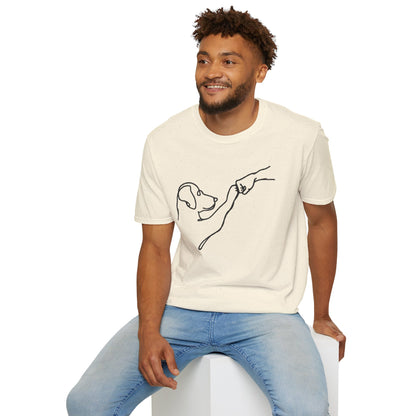 Dog Paw Fist Bump T-Shirt — Minimal Line Art Pet Lover Tee