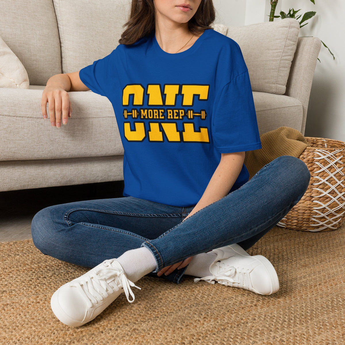 Gym Shirt — "one More Rep" Bold Barbell Fitness Tee front design
