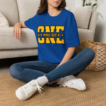 Gym Shirt — "one More Rep" Bold Barbell Fitness Tee front design