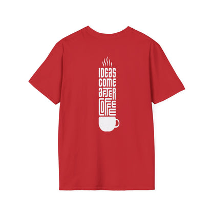 Coffee T-Shirt — "Ideas Come After Coffee" Minimal Pocket Graphic