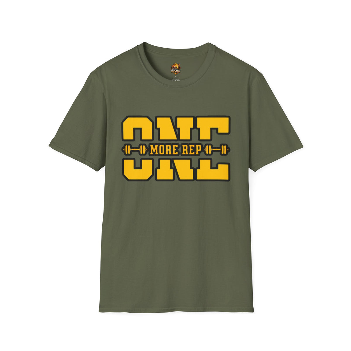 Gym Shirt — "one More Rep" Bold Barbell Fitness Tee front design