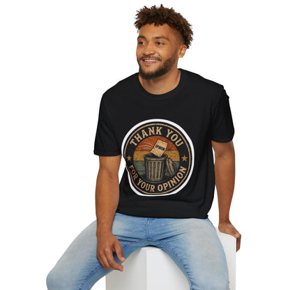 Thank You For Your Opinion T-Shirt — Funny Vintage Trash Can Graphic Tee