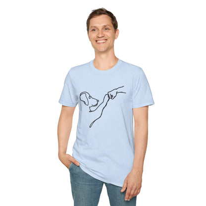 Dog Paw Fist Bump T-Shirt — Minimal Line Art Pet Lover Tee