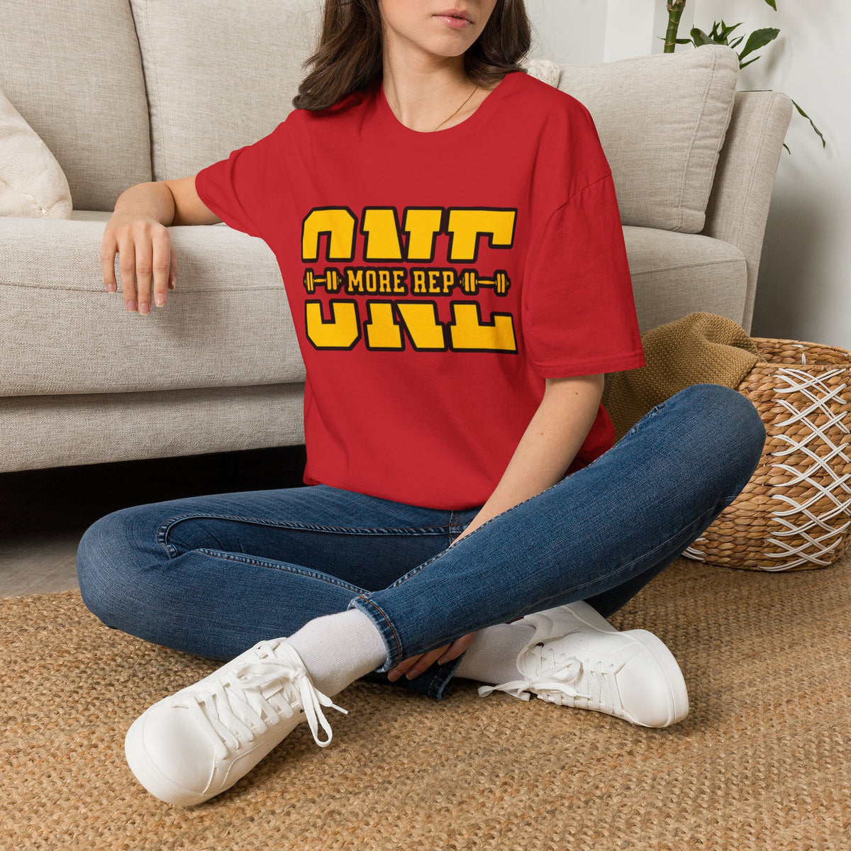 Gym Shirt — "one More Rep" Bold Barbell Fitness Tee front design