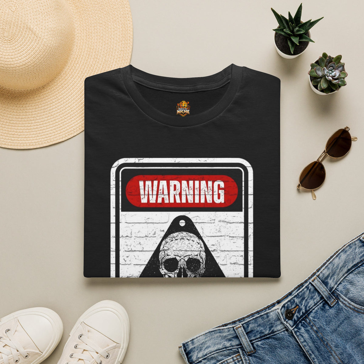 Warning Mentally Unstable T-Shirt — Distressed Skull Graphic Tee