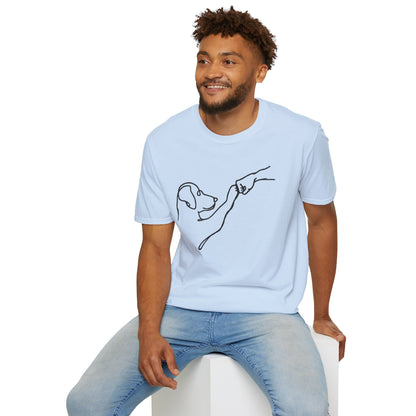 Dog Paw Fist Bump T-Shirt — Minimal Line Art Pet Lover Tee