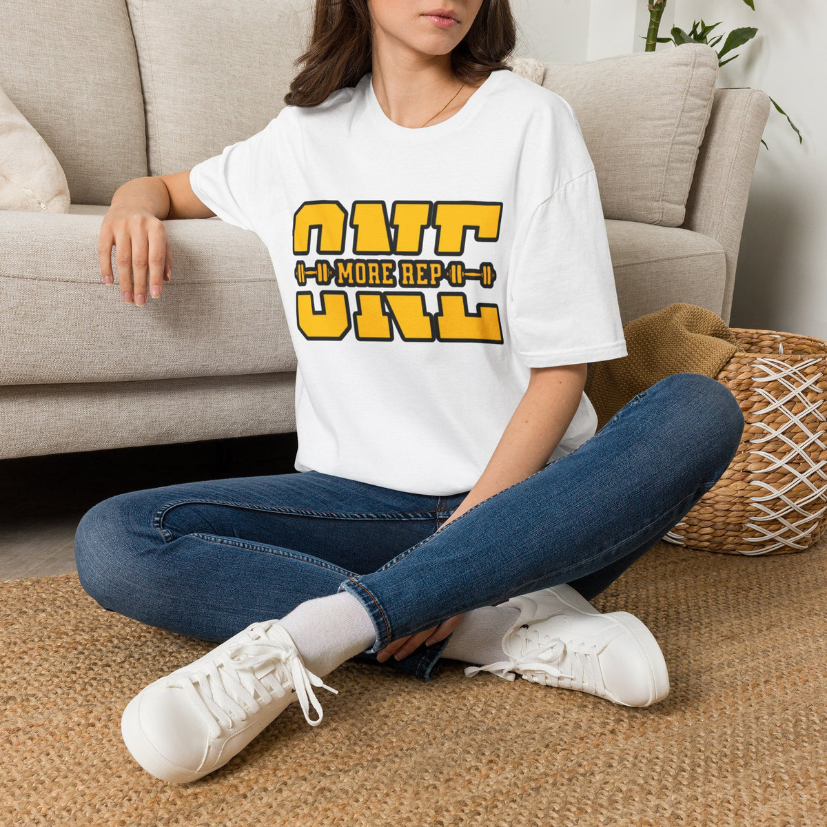 Gym Shirt — "one More Rep" Bold Barbell Fitness Tee front design