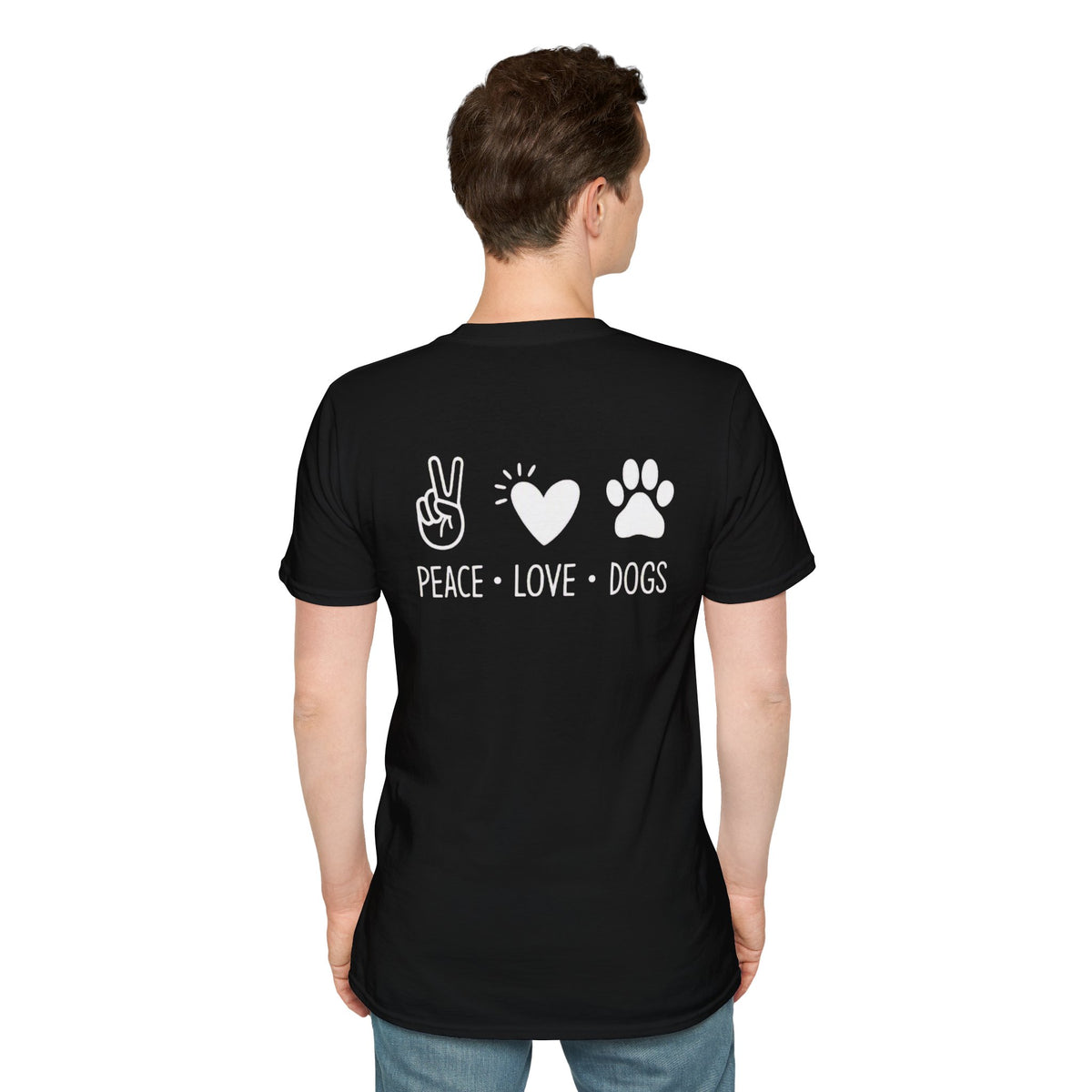 Dog Lover T-Shirt — "Peace • Love • Dogs" Minimal Line Art Tee