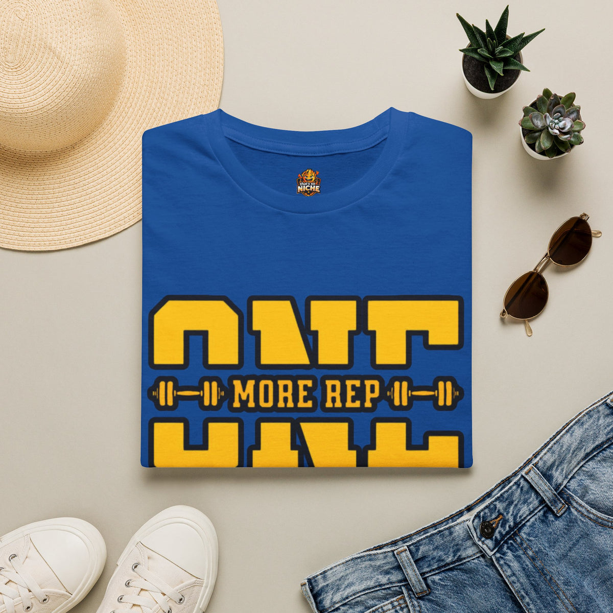 Gym Shirt — "one More Rep" Bold Barbell Fitness Tee front design
