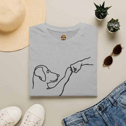 Dog Paw Fist Bump T-Shirt — Minimal Line Art Pet Lover Tee