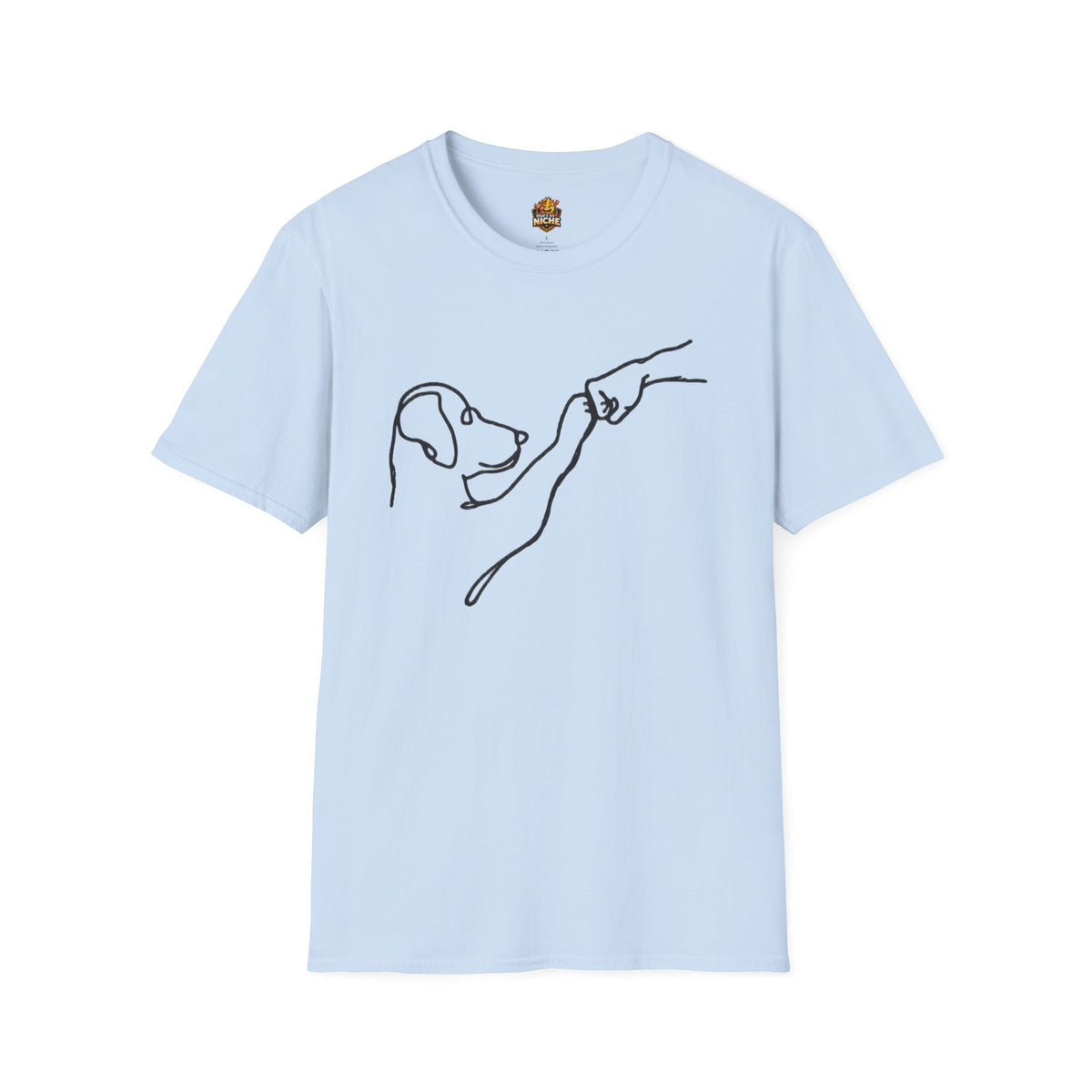Dog Paw Fist Bump T-Shirt — Minimal Line Art Pet Lover Tee