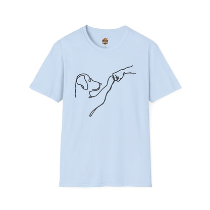 Dog Paw Fist Bump T-Shirt — Minimal Line Art Pet Lover Tee