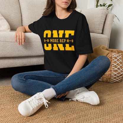 Gym Shirt — "one More Rep" Bold Barbell Fitness Tee front design