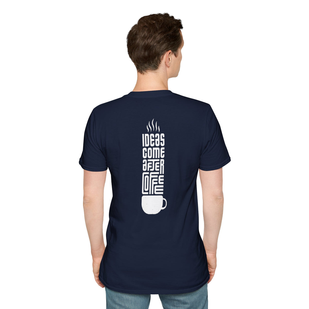 Coffee T-Shirt — "Ideas Come After Coffee" Minimal Pocket Graphic