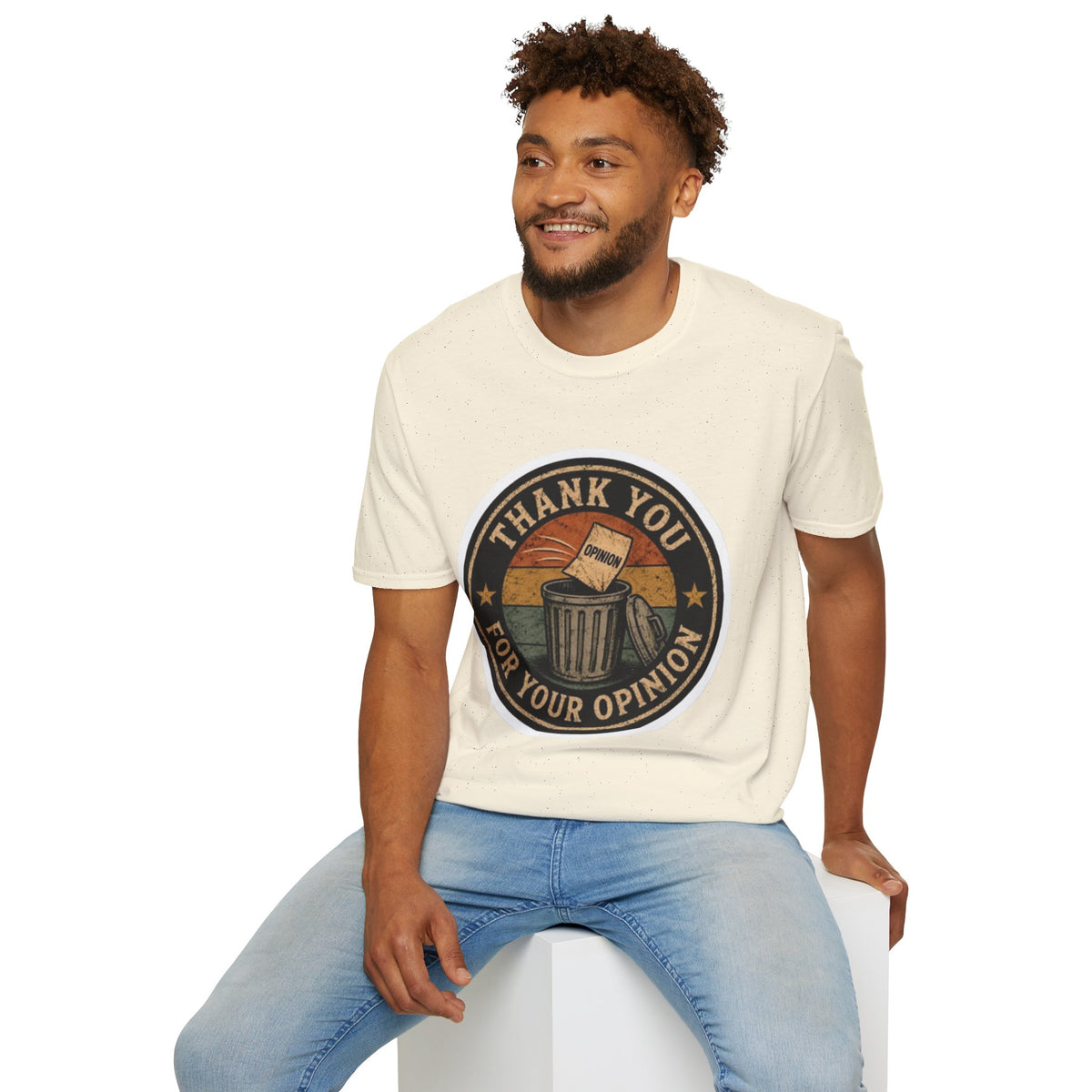 Thank You For Your Opinion T-Shirt — Funny Vintage Trash Can Graphic Tee
