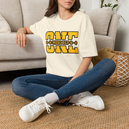 Gym Shirt — "one More Rep" Bold Barbell Fitness Tee front design
