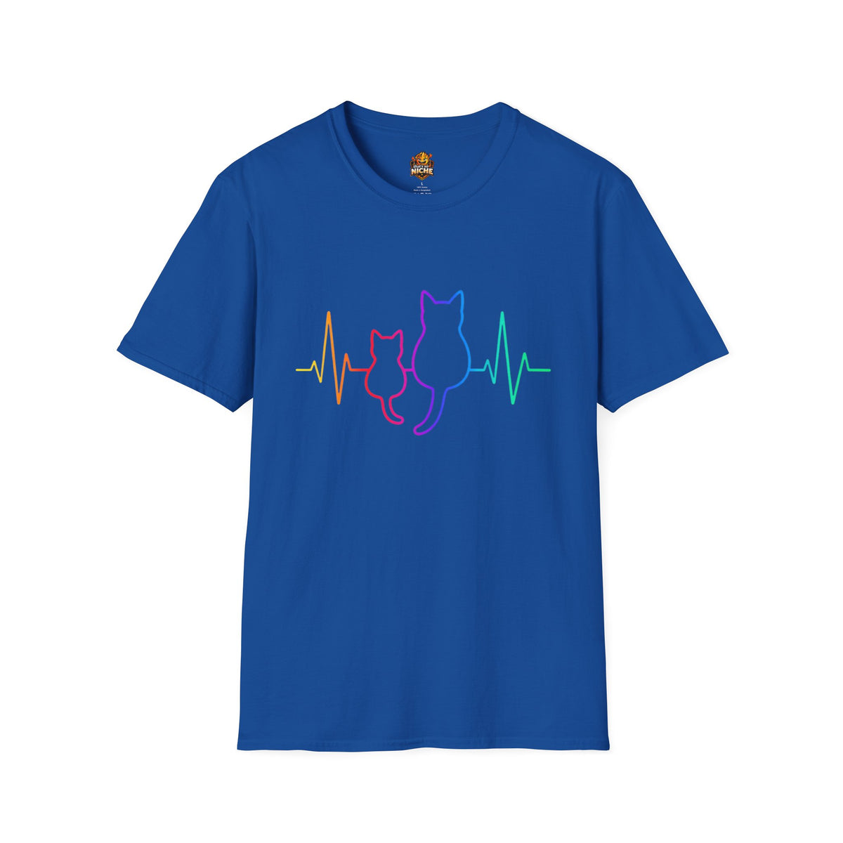 Cat Heartbeat T-Shirt — Rainbow Paw Pulse Graphic Tee