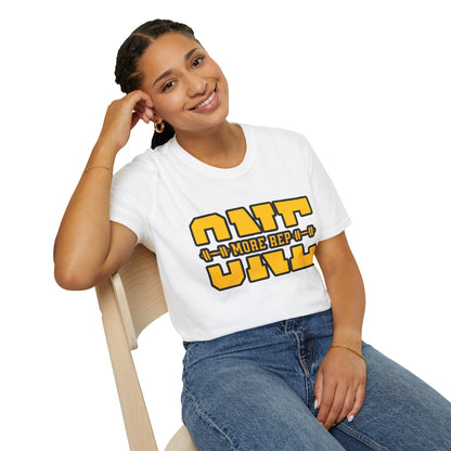 Gym Shirt — "one More Rep" Bold Barbell Fitness Tee front design