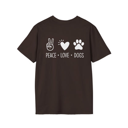 Dog Lover T-Shirt — "Peace • Love • Dogs" Minimal Line Art Tee