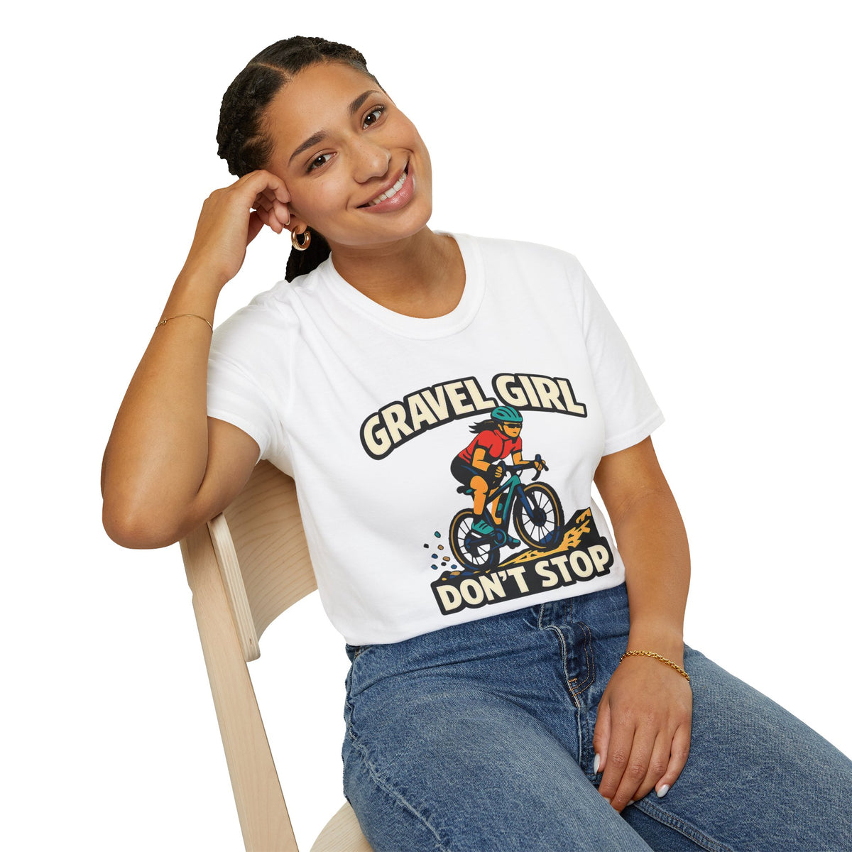 Gravel Girl Cycling Tee — "Gravel Girl Don't Stop" Bike Shirt for Women