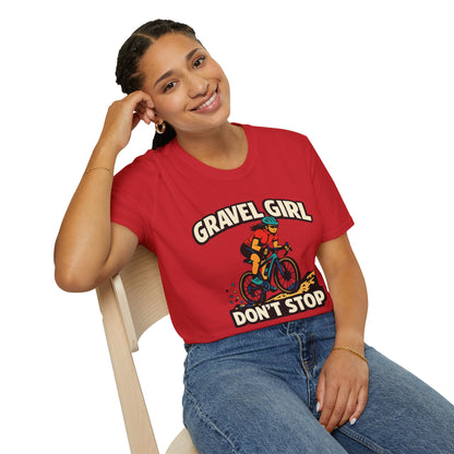 Gravel Girl Cycling Tee — "Gravel Girl Don't Stop" Bike Shirt for Women