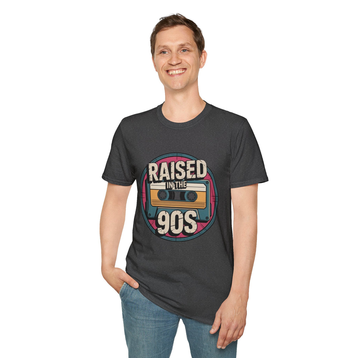 Raised in the 90s T-Shirt — Retro Cassette Nostalgia Tee