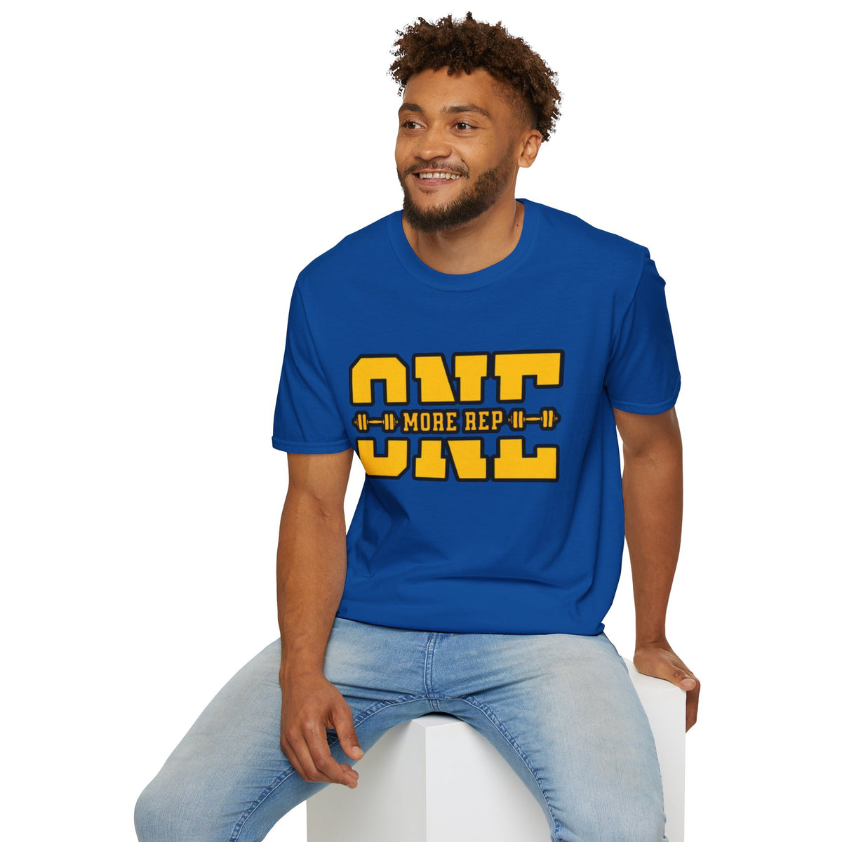 Gym Shirt — "one More Rep" Bold Barbell Fitness Tee front design
