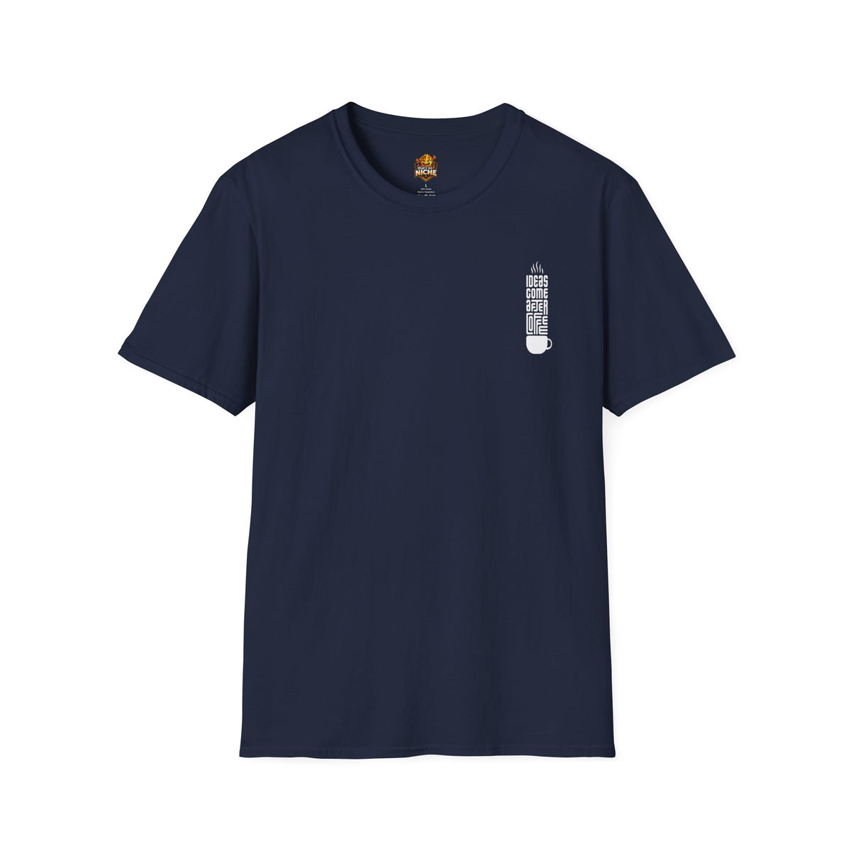 Coffee T-Shirt — "Ideas Come After Coffee" Minimal Pocket Graphic