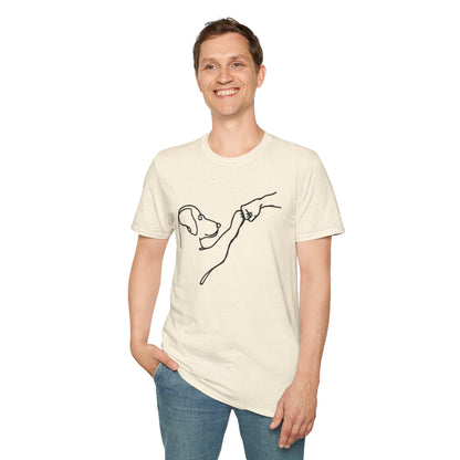 Dog Paw Fist Bump T-Shirt — Minimal Line Art Pet Lover Tee