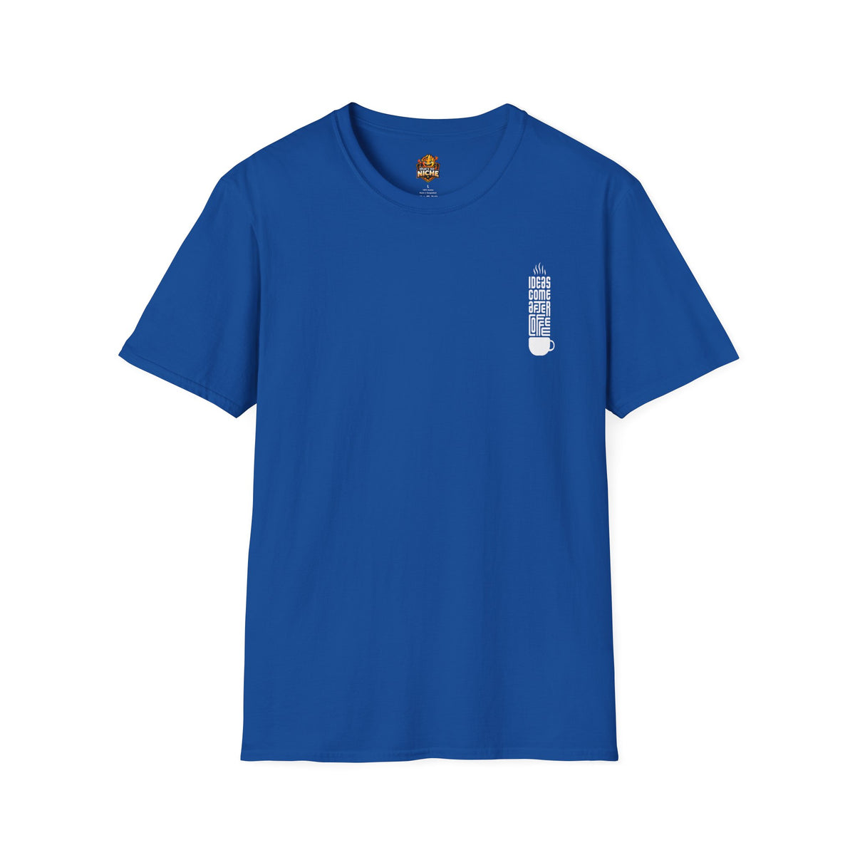 Coffee T-Shirt — "Ideas Come After Coffee" Minimal Pocket Graphic
