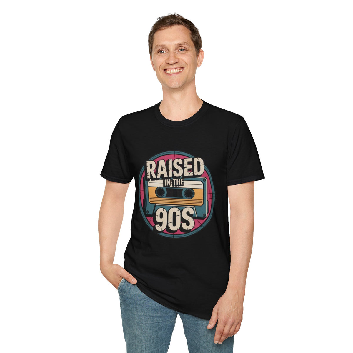 Raised in the 90s T-Shirt — Retro Cassette Nostalgia Tee