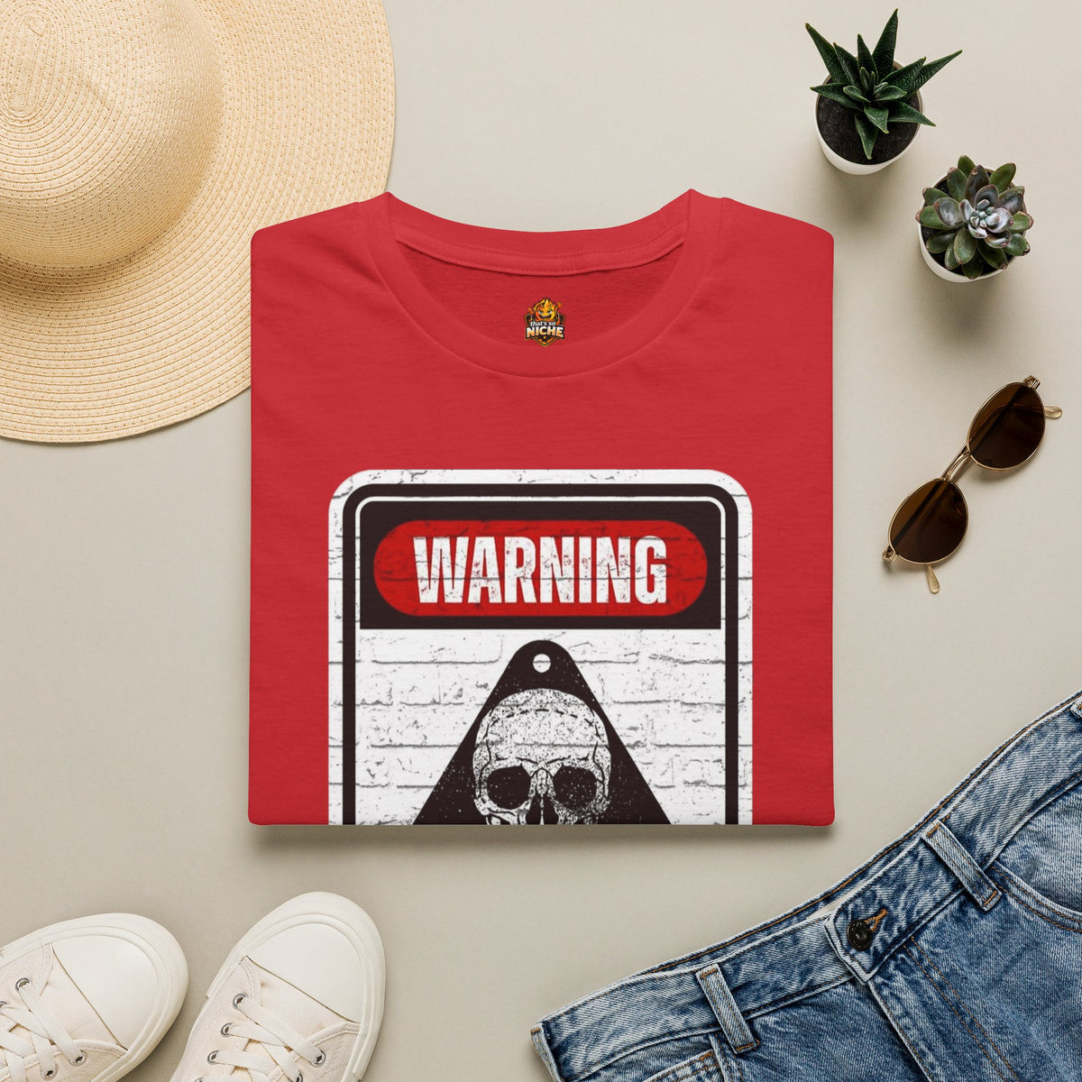 Warning Mentally Unstable T-Shirt — Distressed Skull Graphic Tee